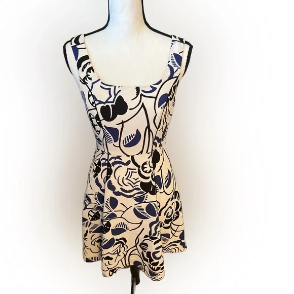 Anthropologie Vanessa Virginia Ink Set Bloom Fit &
Flare Dress Size 2 - Picture 1 of 9